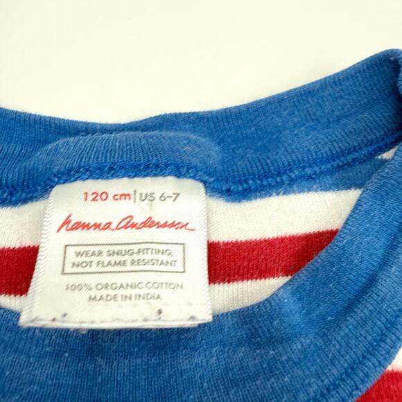 Hanna Andersson Organic Red White & Blue Striped Pajama Set - Picture 3 of 9